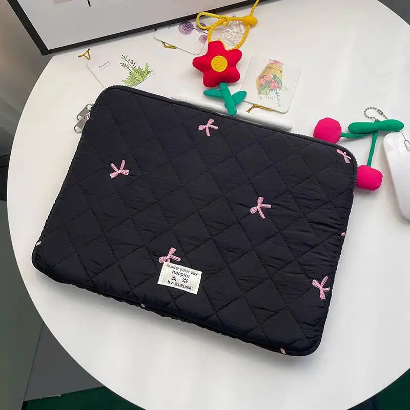 New Bowknot Fluffy Laptop Bag 11/13/15In Shockproof Tablet Sleeve Case Printing Computer Cover Bag for iPad Tablet Protection