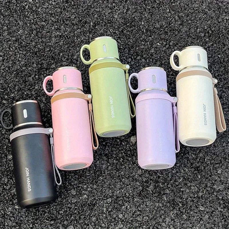316 Stainless Steel Insulated Water Bottle with Cup Portable Vacuum Flask for Outdoor Activities Handheld Tumbler Keep 24Hr Cold