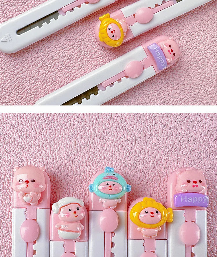 1pc Mini Portable Art Knife Students Use Envelope Opener Cute Cartoon Paper Cutter Office Stationery Express Unpacking Device