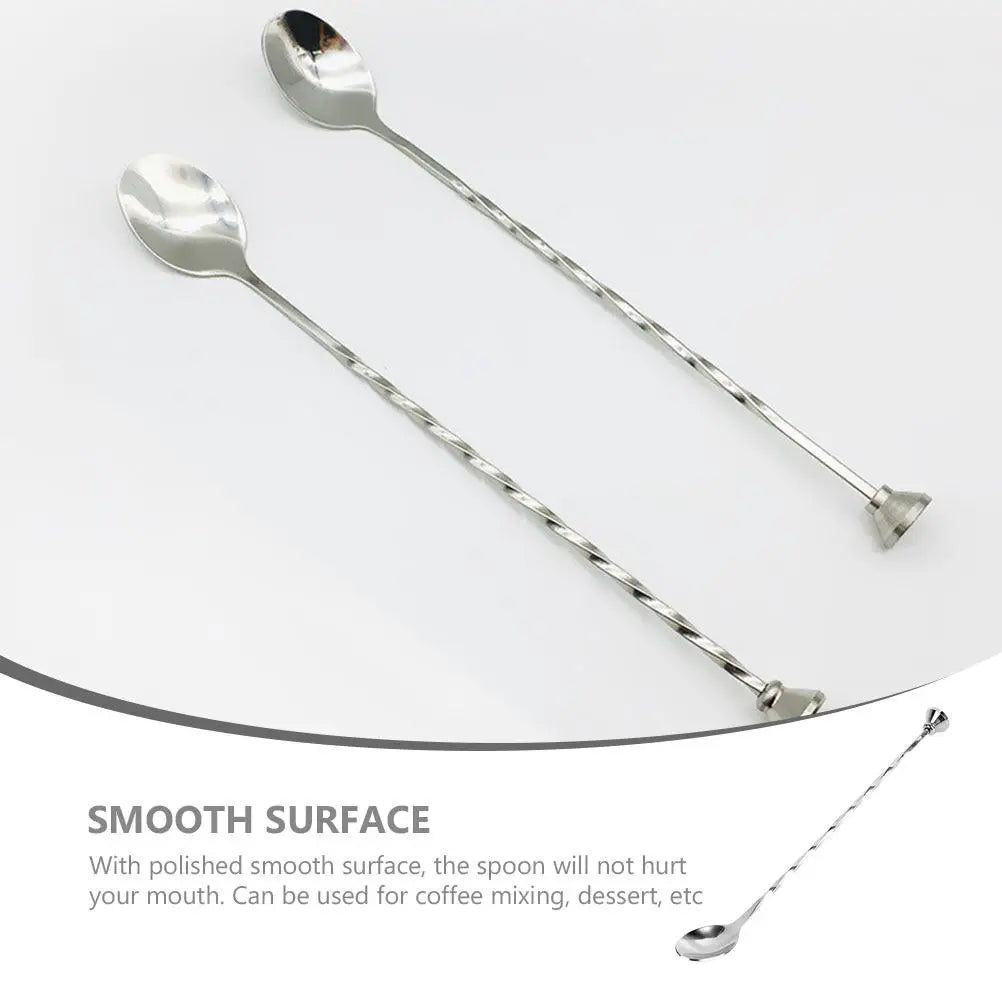 Stainless Steel Cocktail Stirring Spoon Bar Mixing Spoon for Coffee Tea Honey Beverages Dessert Stirrer Multi-Function Household