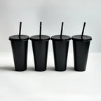 5pcs 24oz PP Colorful Straw Cup Large Capacity Milk Tea Cup for Iced Coffee Cold Drinks Travel Office Party