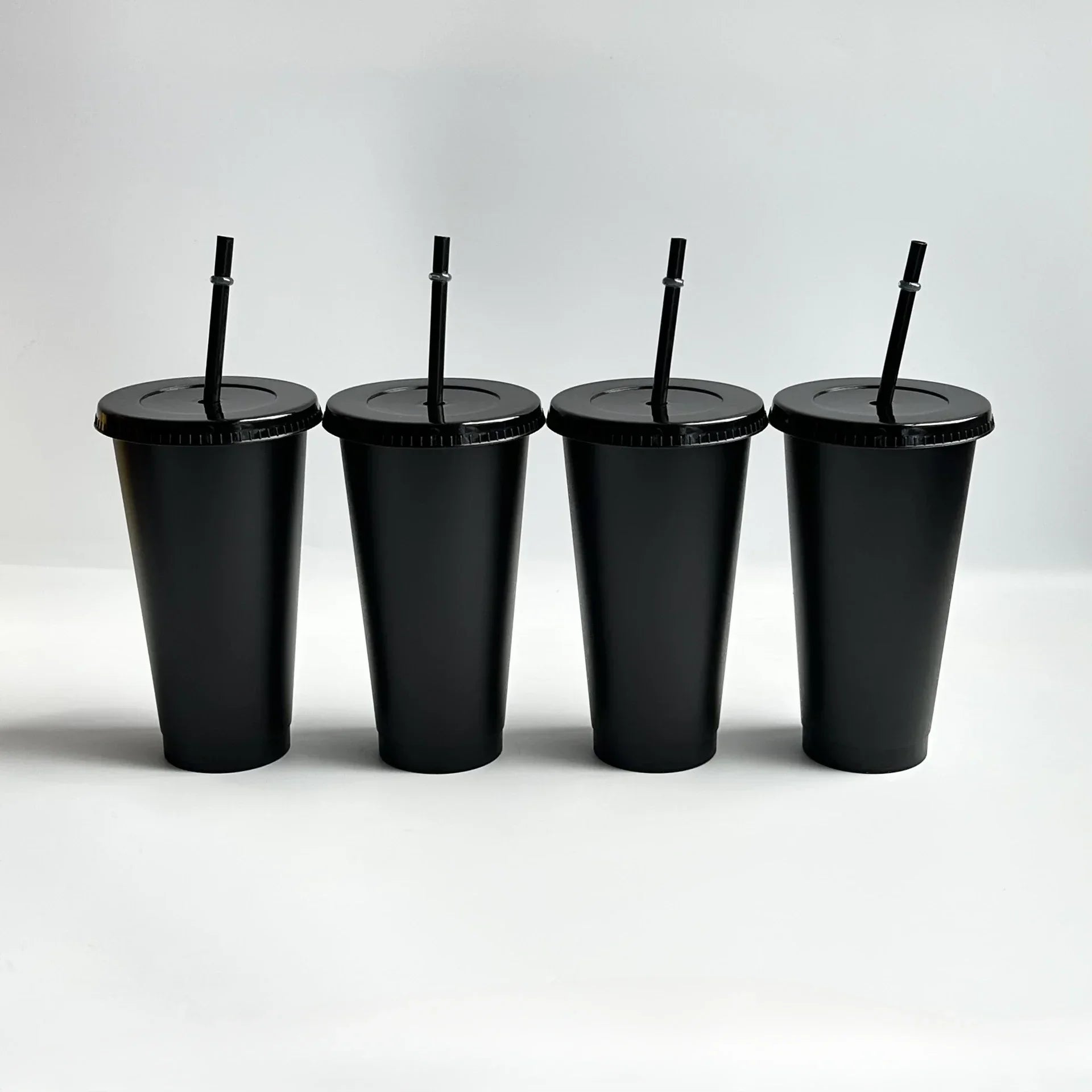 5pcs 24oz PP Colorful Straw Cup Large Capacity Milk Tea Cup for Iced Coffee Cold Drinks Travel Office Party