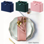 12pcs Silky Satin Dinner Napkins 30x30cm Polyester Square Table Napkins for Wedding Banquet Restaurant Birthday Party Decor