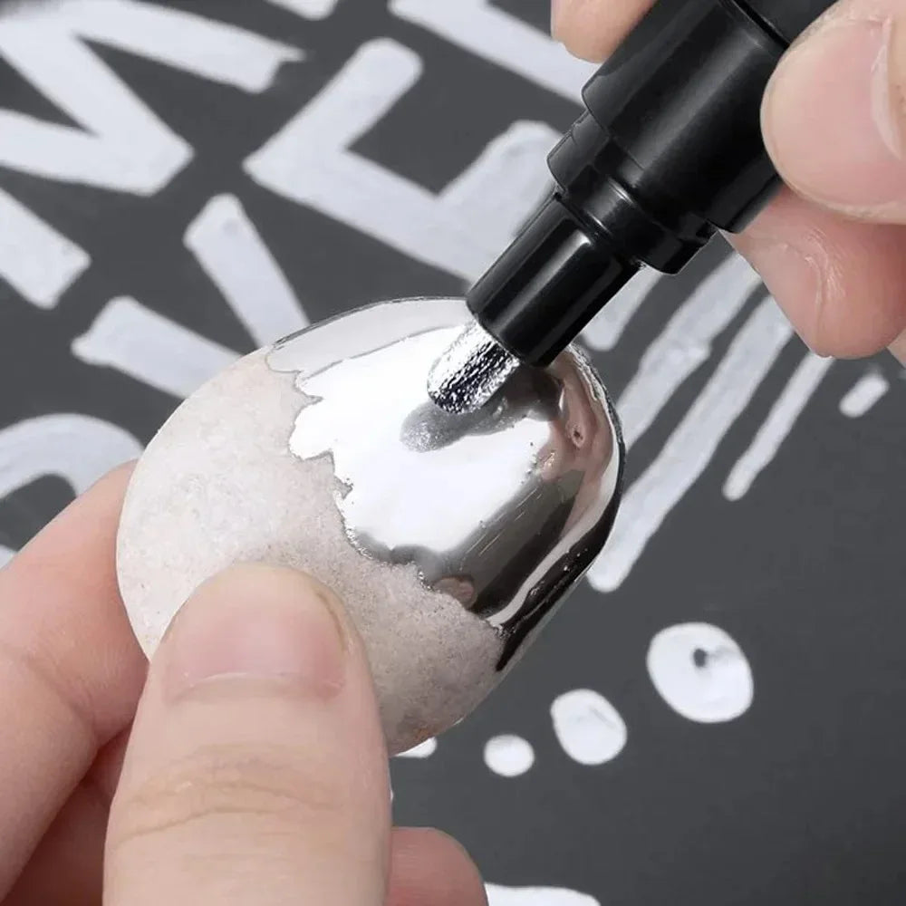 5/1pcs Chrome Pen Marker Mirror Waterproof Paint Repair For Rock Ceramic Glass Metallic Gold/Silver 2mm Nib