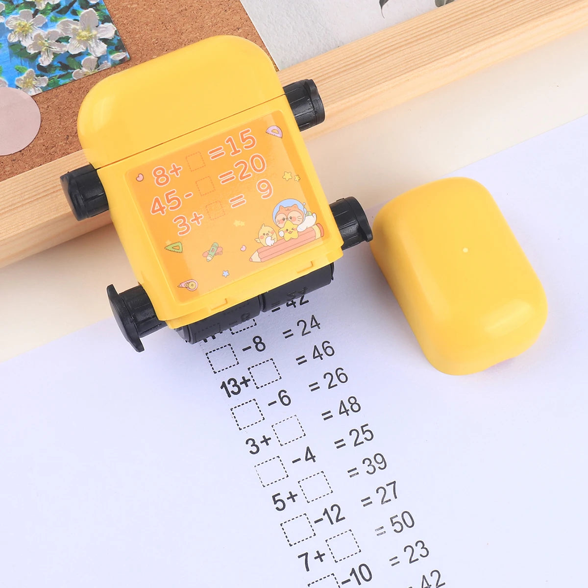 1 Two-in-one Double Roller Random Multiplication Stamp, Student Practice Math Calculation Question Builder Roller Stamp