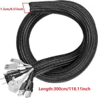 1m 3m 5m Braided Cable Sleeve Pet Nylon Wrapping Case Cover for Desk PC TV Wire Protector Cable Management Wrap