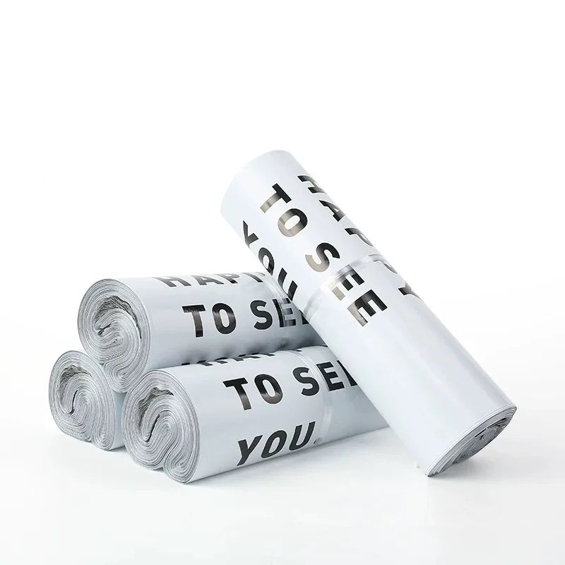 20Pcs/Pack White Color Thicken Express Bag THANKS Printing Waterproof Clothing Parcel Packaging Bags Envelope Courier Pouch