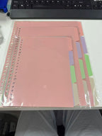 1sets 4pcs A4/B5/A5 PP Plastic Binder Index Divider Sheets 30 Holes Tab Divider for Notebook Rectangle Mixed Color