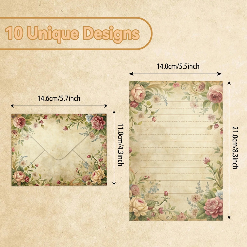 30 Sets Aesthetic Vintage Envelopes Letter Paper Kits DIY Postcard Invitation Cards Cover Letter Paper Stationery Supplies