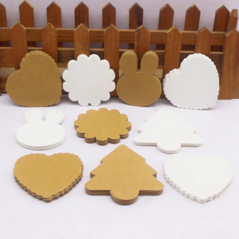 Large Gift Hang Tags, 100 Pieces Per Batch, White Kraft Paper Gift Packaging Labels, Handcrafted With Love Products, Price Tags