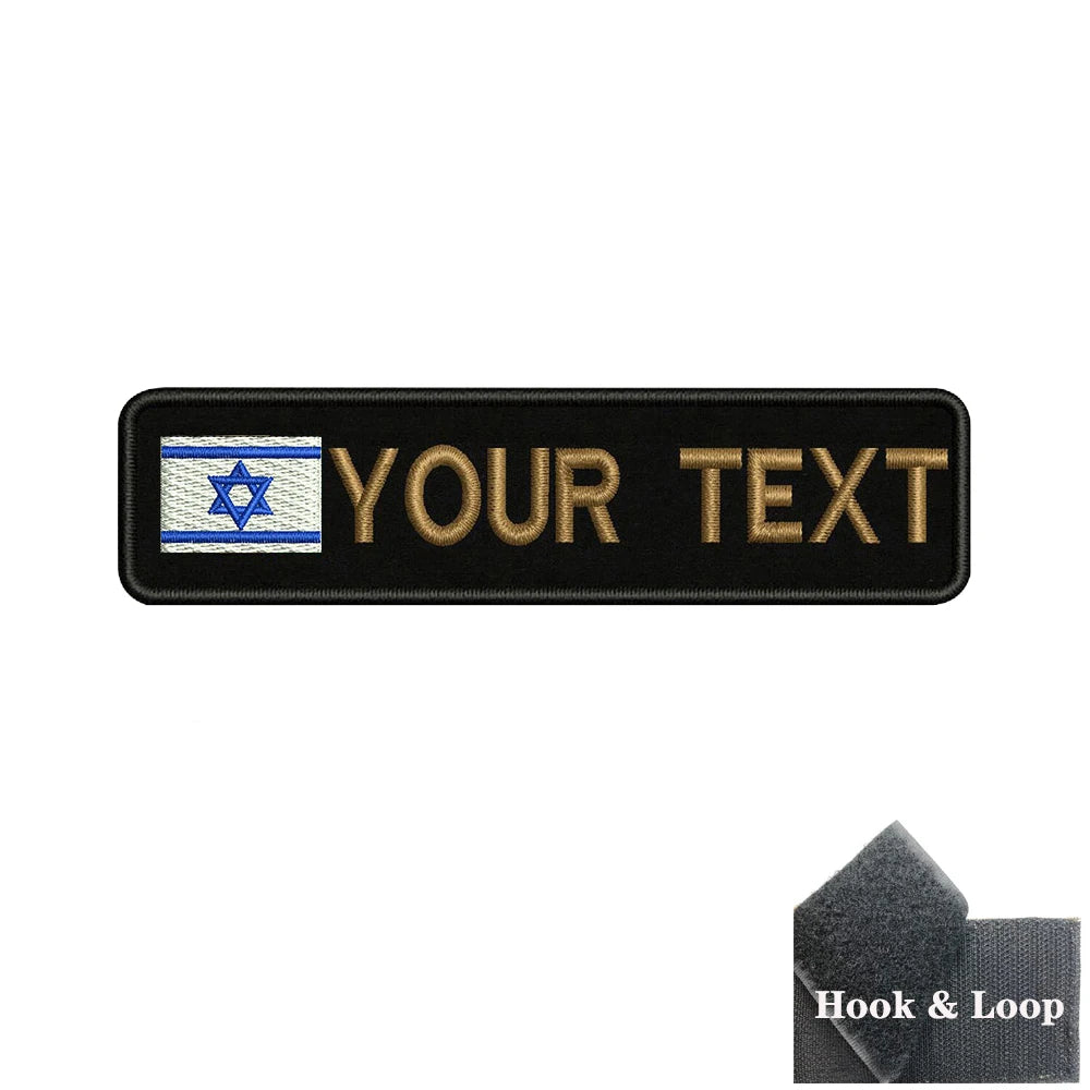 1PC 10cmx2.5cm Israel Flag Custom Personalized Name number Patch Stripes Badge tags Armband Iron On Or Hook Loop embroidered