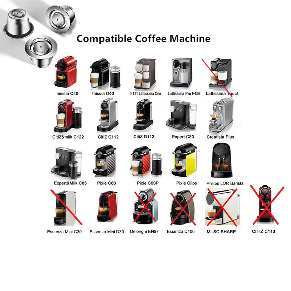 Reusable Nespresso Coffee Capsules Cup Stainless steel Refillable Coffee Capsule Refilling Filter Coffeeware