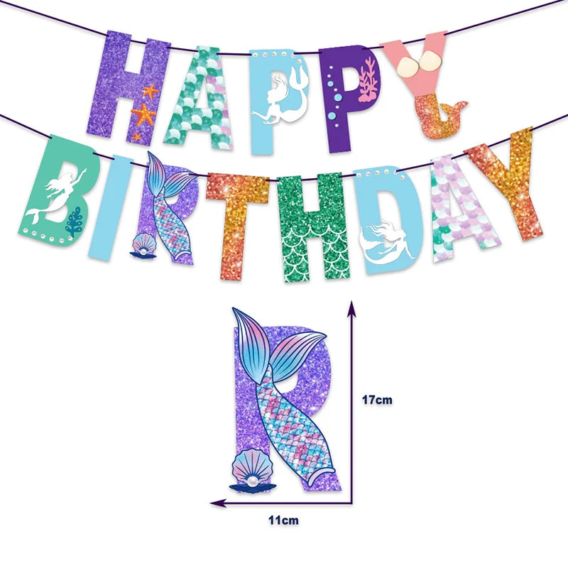 Mermaid Birthday Party Decoration Kids Disposable Plate Cup Girls Under The Sea Little Mermaid Baby Shower Birthday Party Decor