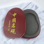 Calligraphy Inkstone with Cover Compact Portable Ink Grinding Stone Smooth Flat Base Comfortable Grip for Teachers Artists