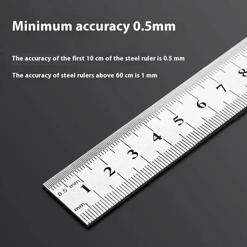 15cm/20cm/30cm/40cm/50/60cm Metal Ruler Stainless Steel Straight Ruler Measuring Ruler Precision Double Sided Measure Ruler Tool
