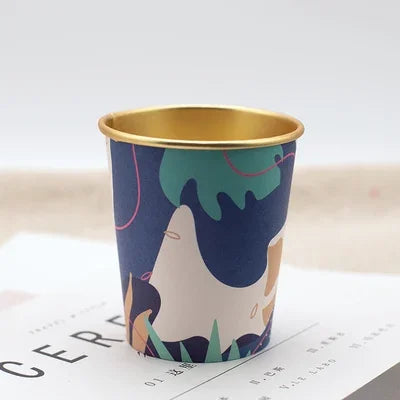 50pcs/pack 7oz/210ml Gold Foil Paper Cup Household Commercial High-end Disposable Cup Water Cup Tea Cup Coffee Cup Customization