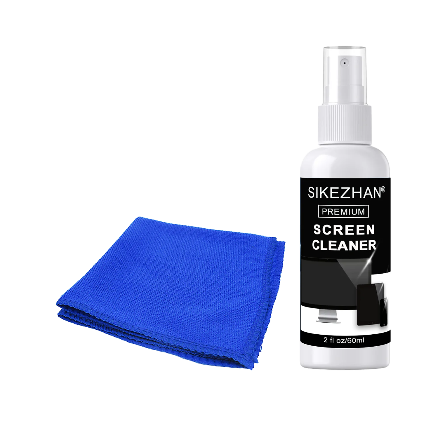 60ml Screen Cleaner Spray Kit & Microfiber Cloth - Streak Free for LED OLED Smart TV, Monitor,Laptop, iPad, Tablet & Car Display
