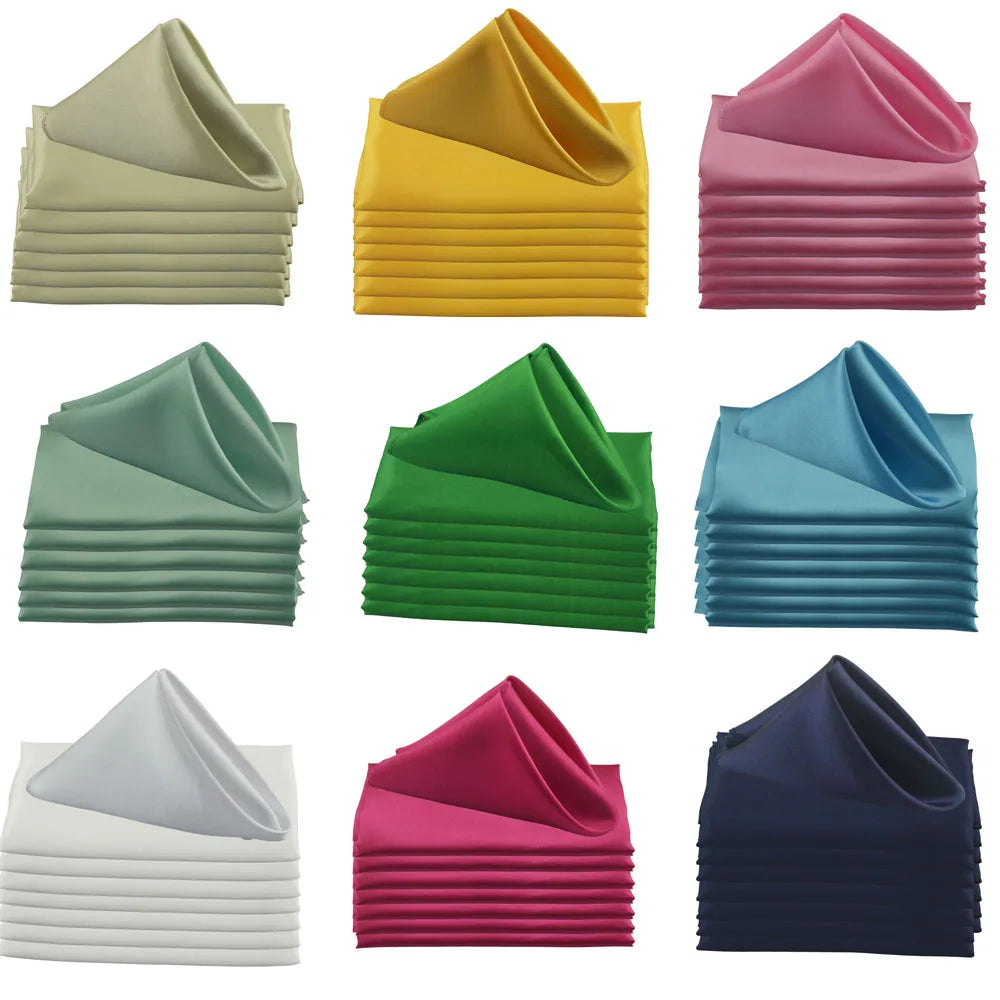 30pcs Satin Square 30cm Napkins Handkerchief Table Dinner Napkin For Wedding Party Decoration Birthday Christmas Cloth Tea Towel