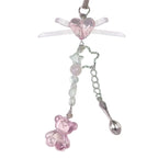 Sweet Bowknot Pendant Phone Chain Rope Wing Keychain Handmade Cellphone Strap Lanyard Acrylic Keyring Bag Ornament