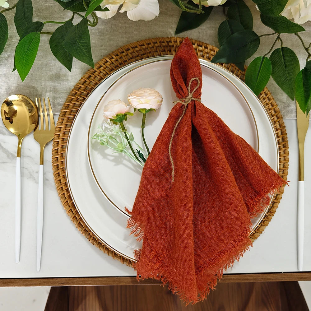 6PCS 43x43cm Dinner Table Rustic Decor Muslin Tea Towels, Birthday Decore Retro Cotton Cheesecloth, Cotton Gauze Wedding Napkins