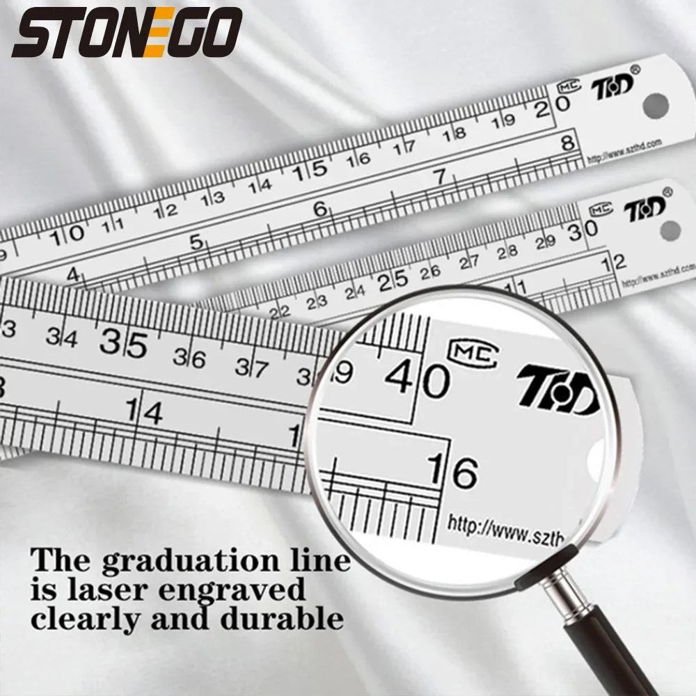 Stainless Steel Ruler Set 6 8 12 16 20 Inch Metal Rulers High Precision Double-Sided Engineering Drawing Office School Tools