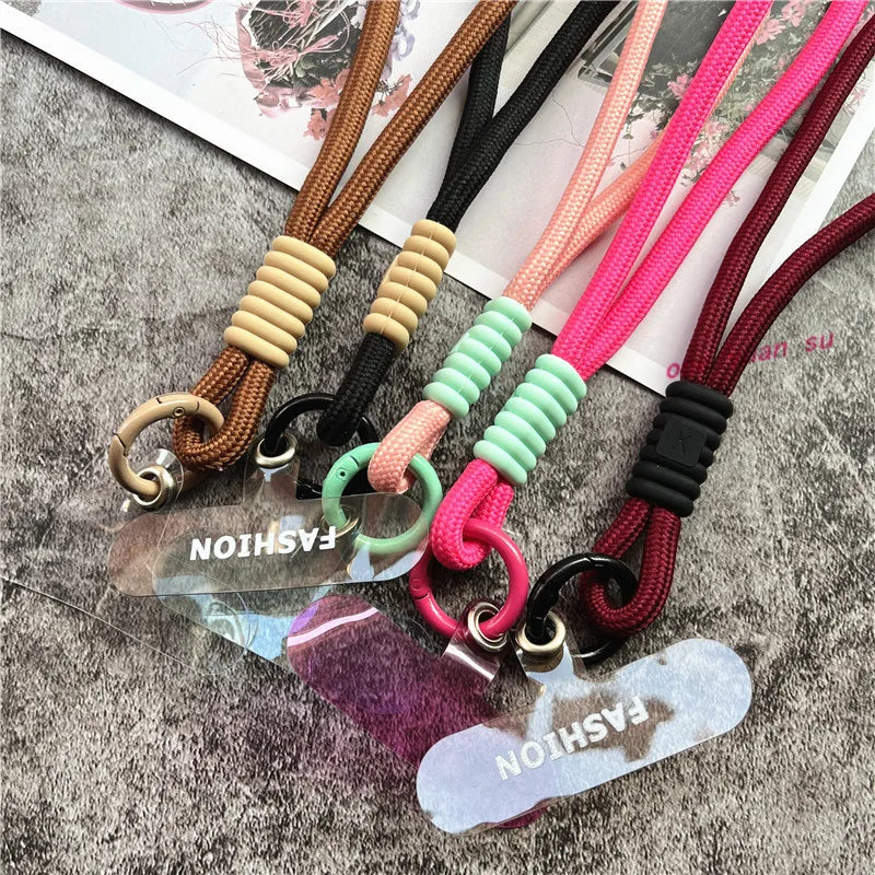 Cellphone Strap Candy Color Rope for Cards Metal Keyring Wrist Lanyard Keychain Portable Cellular Pendant Premium Hand Strap