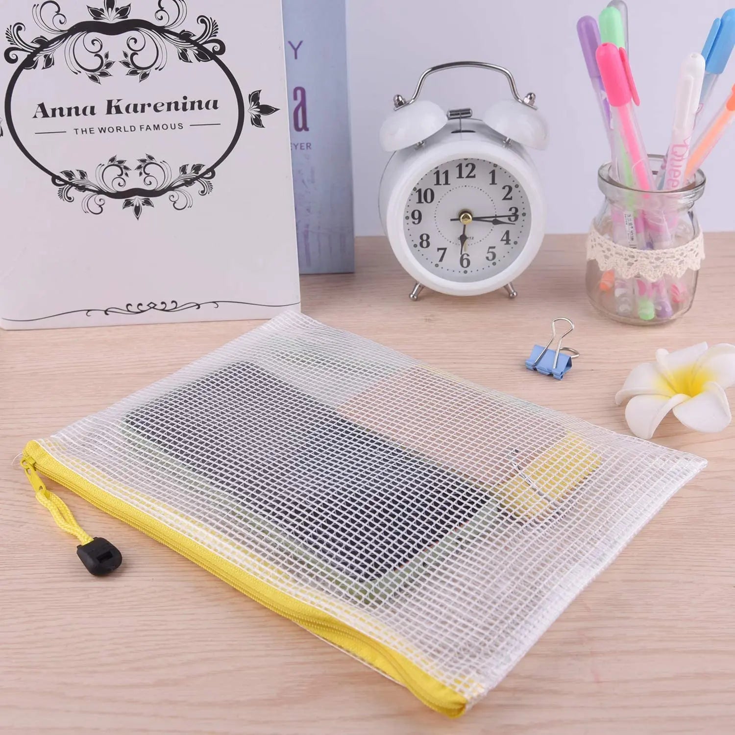 Mesh Zipper Storage Bag Document Bag Waterproof File Pouch Folders School Office Supplies Cosmetic Makeup Bags A3/A4/A5/A6