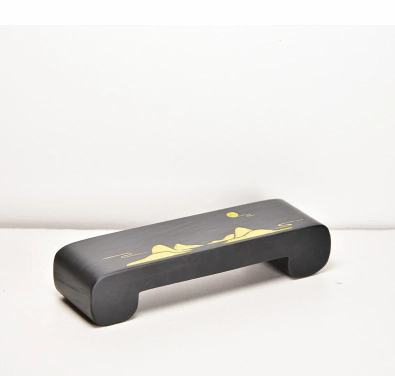 She Yan Water Wave Chinese Ink Stick Bed Natural Stone Stamp Holder Rest for Chinese Calligraphy Decoration Supply
