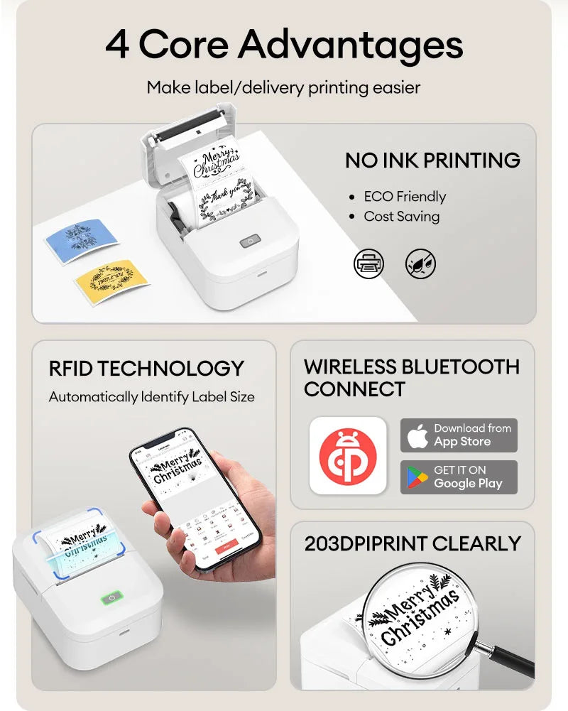Marklif X2 Portable Thermal Printer Mini Pocket Printer Self-Adhesive Sticker Labeling Machine Similar as B21 B1 Printer Noink