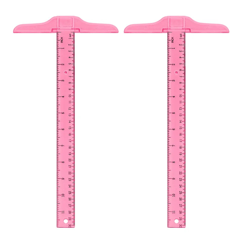 2PCS Transparent T-Square Ruler 30cm, Plastic Drawing T-Ruler for Students, Engineering Drafting Tool Set