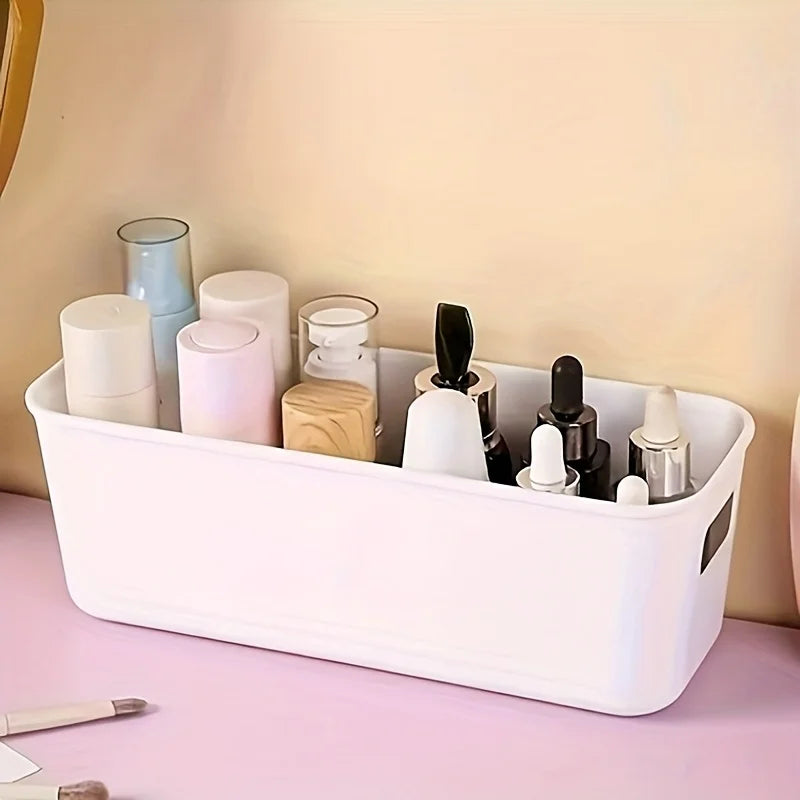 4pcs White Plastic Storage Boxes - Suitable for Drawer, Shelf, Wardrobe,Office, Bedside - Store Phone Cases,Socks- Space-Saving