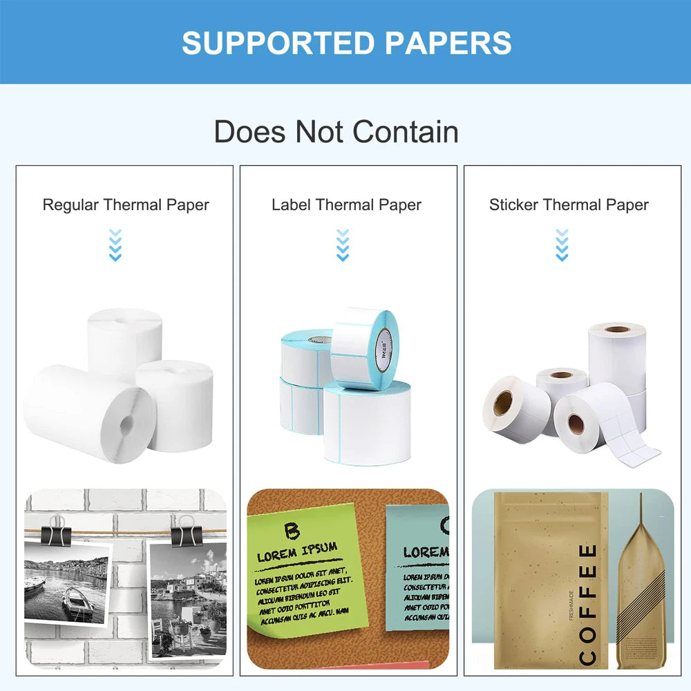 Mini Portable Printer Thermal Printing Sticker Wireless Inkless Mini Pocket Printer Self-adhesive Label Printer Photo Printer