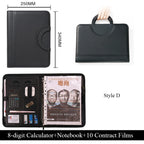 A4 Portable File Folder with Calculator Binder Organizer Manager Office Document Pad Briefcase PU Leather Padfolio Bag Customize