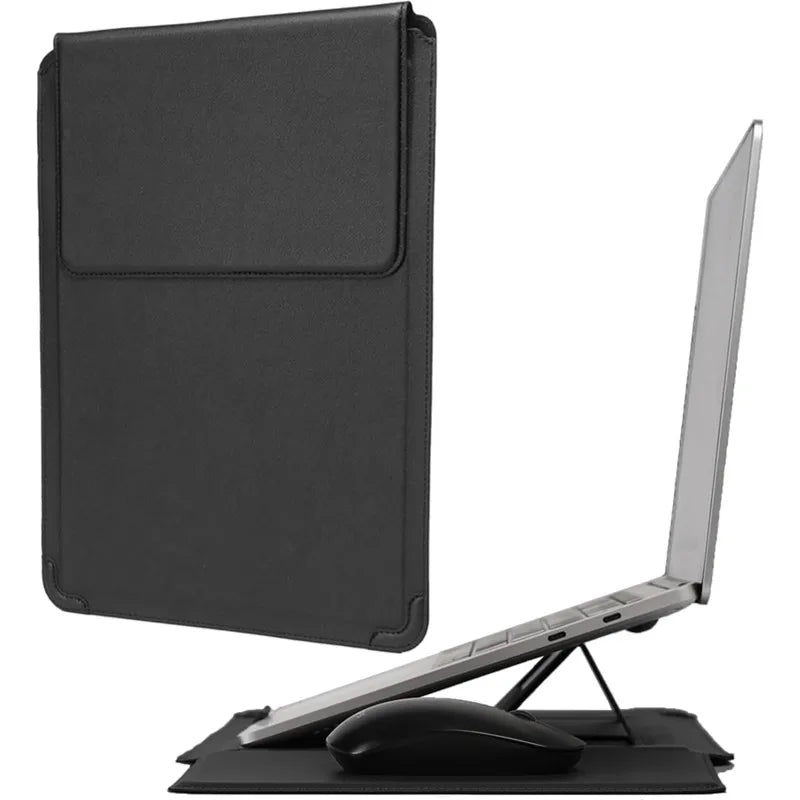 Adjustable Stand Leather Laptop Sleeve Case Bag for Macbook Air 13 14 15 16 Inch M5 M4 M3 M2 Chip Mac Book Pro Mouse Pad Cover