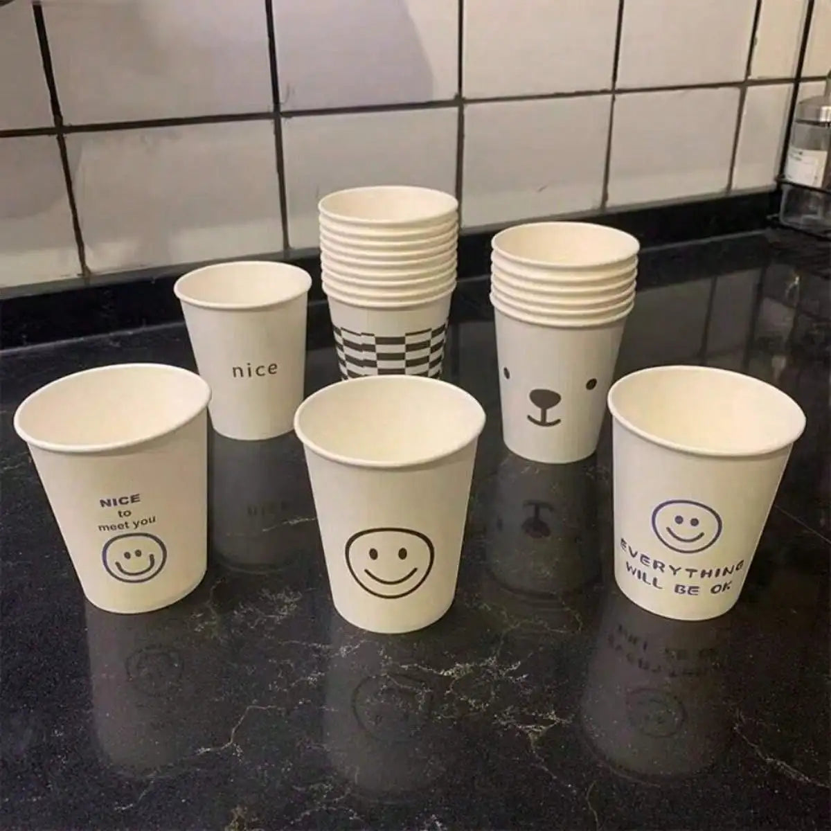 Simple Style Paper Cups, Thickened Office Home Commercial Beverage, Anti-Slip Anti-Leak 250ML, Durable Disposable Drinkware