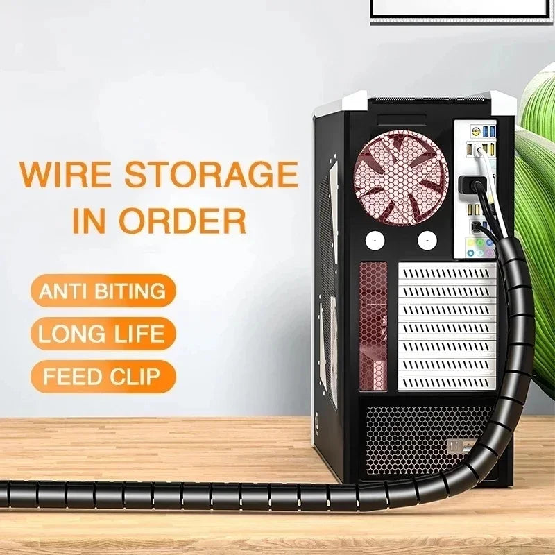 Cable Tube Sleeve Flexible Cord Bundler Wire Wrap Cable Management System Desk Wire Organizer for Office Home TV PC Computer