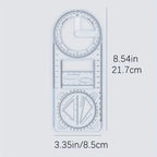 A Set of 3-Piece Multi-Functional Geometric Painting Ruler, Various Graphic Painting Rotating Ruler, Plastic Material Drawing Tool, Flat Graphic Painting Square Ruler, Student Office Special Ruler