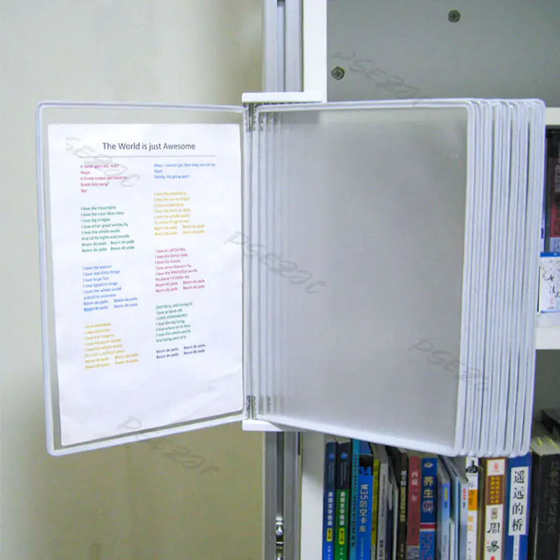 10 Page Flipping Folder A4 Wall Mounted Standard Operation Manual Data Display Rack PVC+metal Frame Material