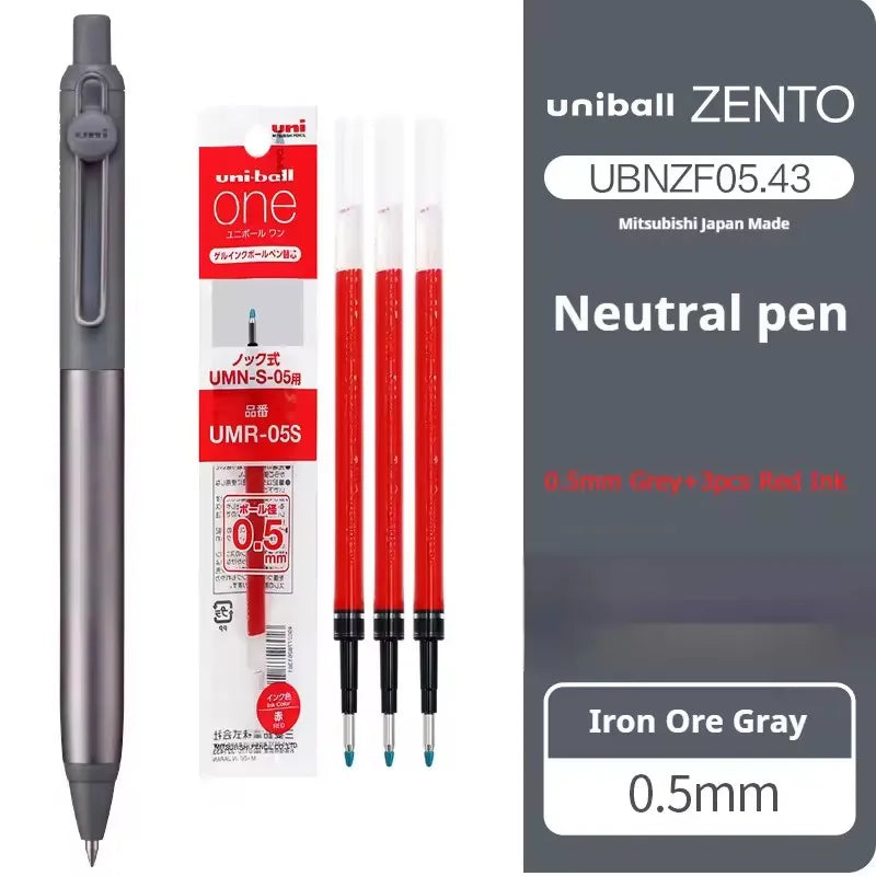 New Uni uniball Zento Flow Metal Rollerball Pen Aluminum Grip Gel Pens 0.5mm Water-Based Black Ink Ultra Smooth Writing Japan
