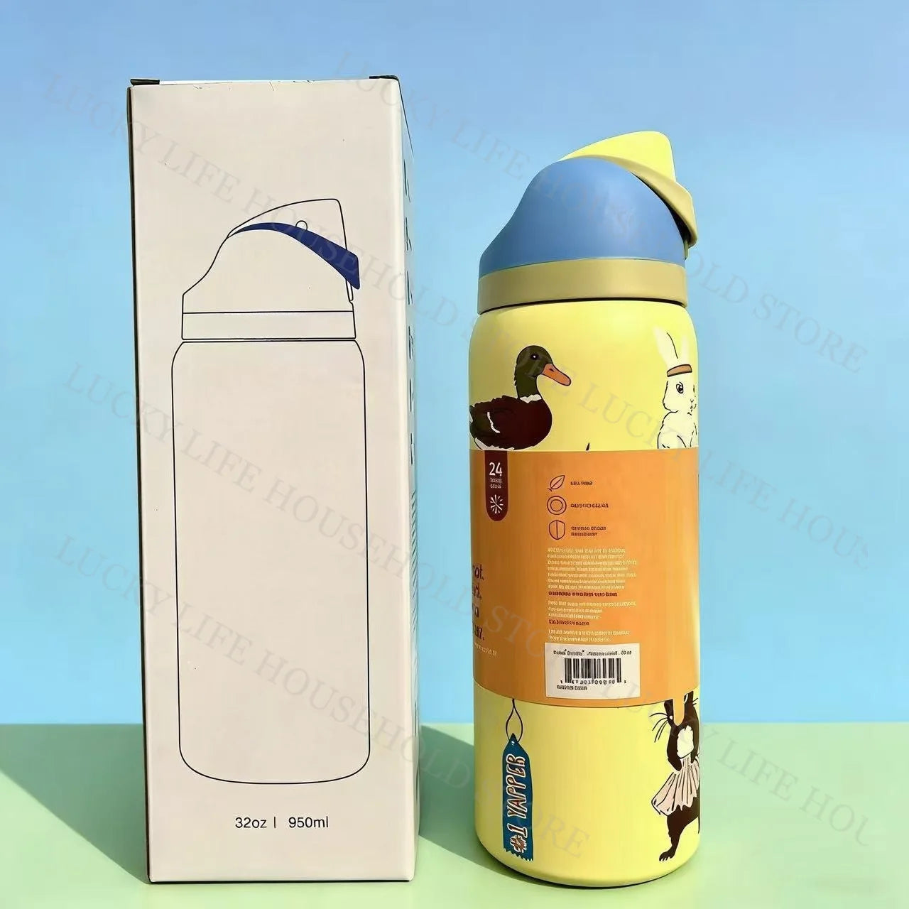 Portable Fruit Car Cup Thermoses Summer Soccer Stainless Steel Insulated Cup 32OZ Large-capacity Football Water Bottles