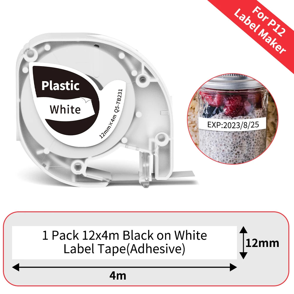 P12 Mini Label Maker Machine with Tape Bluetooth Label Printer Handheld Sticker Multiple Templates Font Inkless Sticker Maker