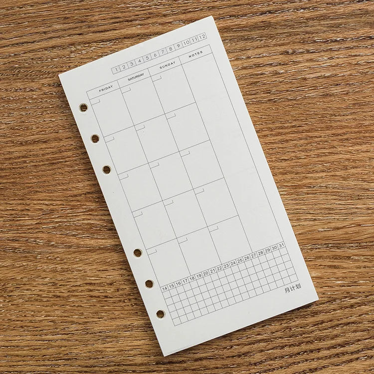 A6 40Sheets Loose Leaf Notebook Refill Spiral Binder Inner Page Grid Blank Line Diary Agenda PlannerSchool Stationery