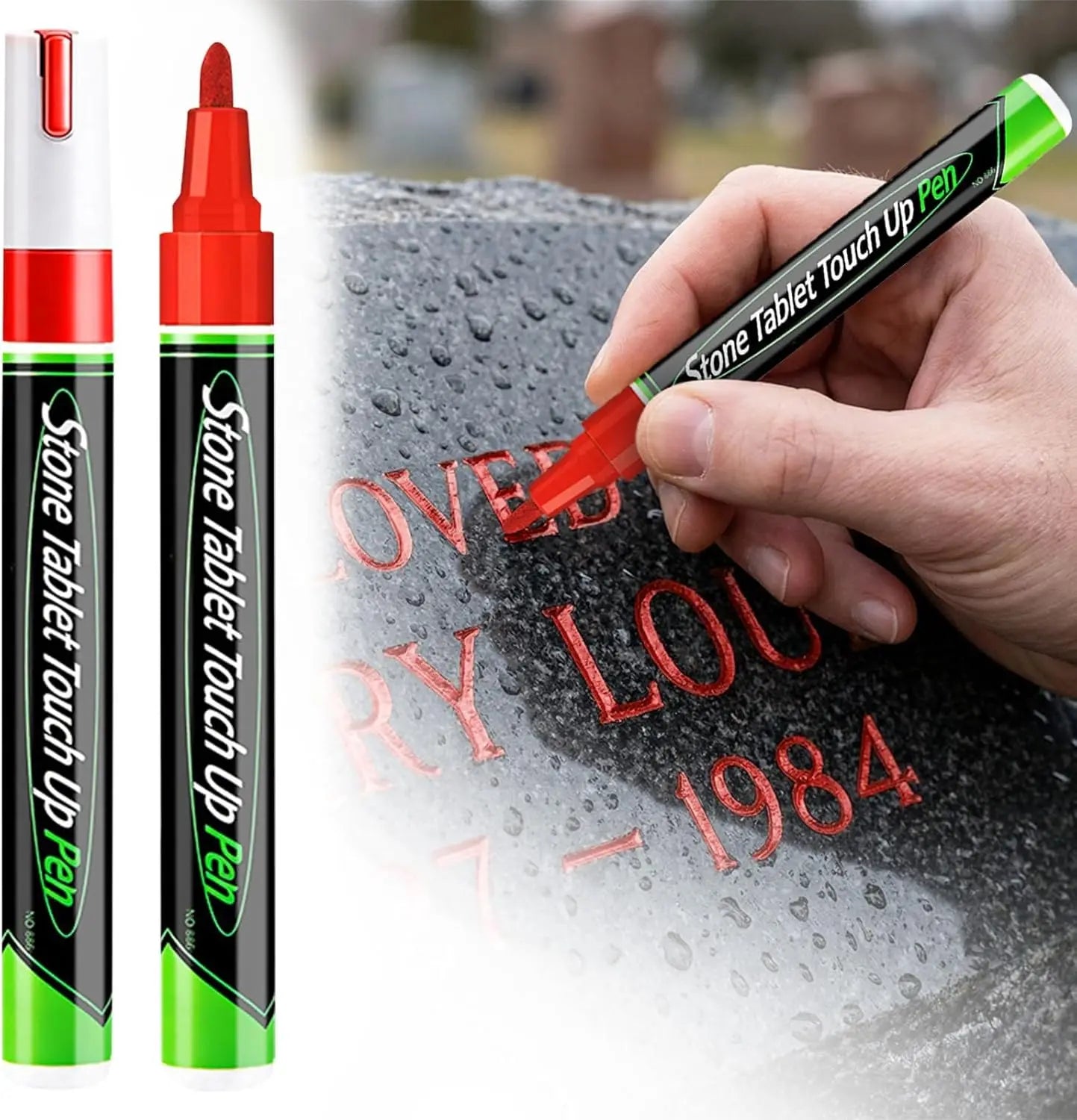 Tombstone Marker Pen Stone Pen for Restoring Faded Grave Inscriptions Waterproof Strong Coverage Ideal for Gravestone Lettering