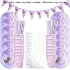 Mermaid Party Decorations Supplies Mermaid Disposable Plates Cup Napkins Set for Girls Baby Shower Mermaids Princess Birthday