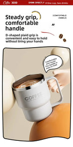 WORTHBUY 304 Stainless Steel Double Wall Insulated Coffee Cup With Handle Portable Students Leak-proof Water Cup Milk Coffee Mug
