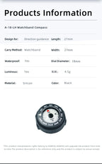 KanPas Mini Buttoncompass with Turnable Bezel/Watchband Compass /Powerful Luminous Compass/Silicone Base A-18-LH