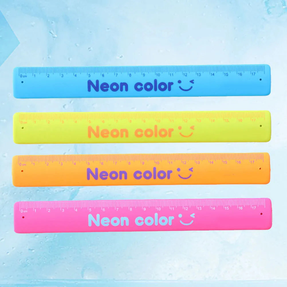 4Pcs 180Mm Flexible Silicone Ruler Bracelet Kids Measure Tool Foldable Pocket Pencil Box Wristband Learning Aid Birthday Gift