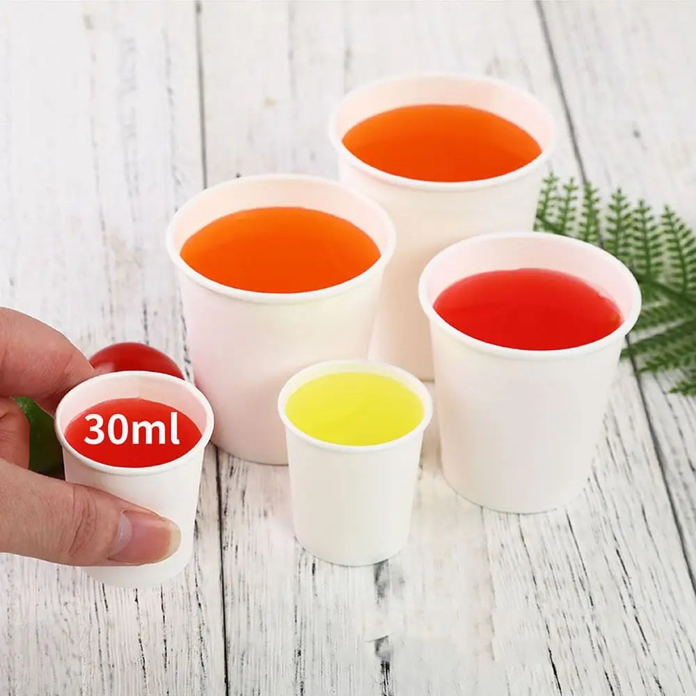 200Pcs 30/60/120/200ml Disposable Paper Cup Thickened Solid Color Paper Coffee Cup Multisize Food Grade Tasting Cup