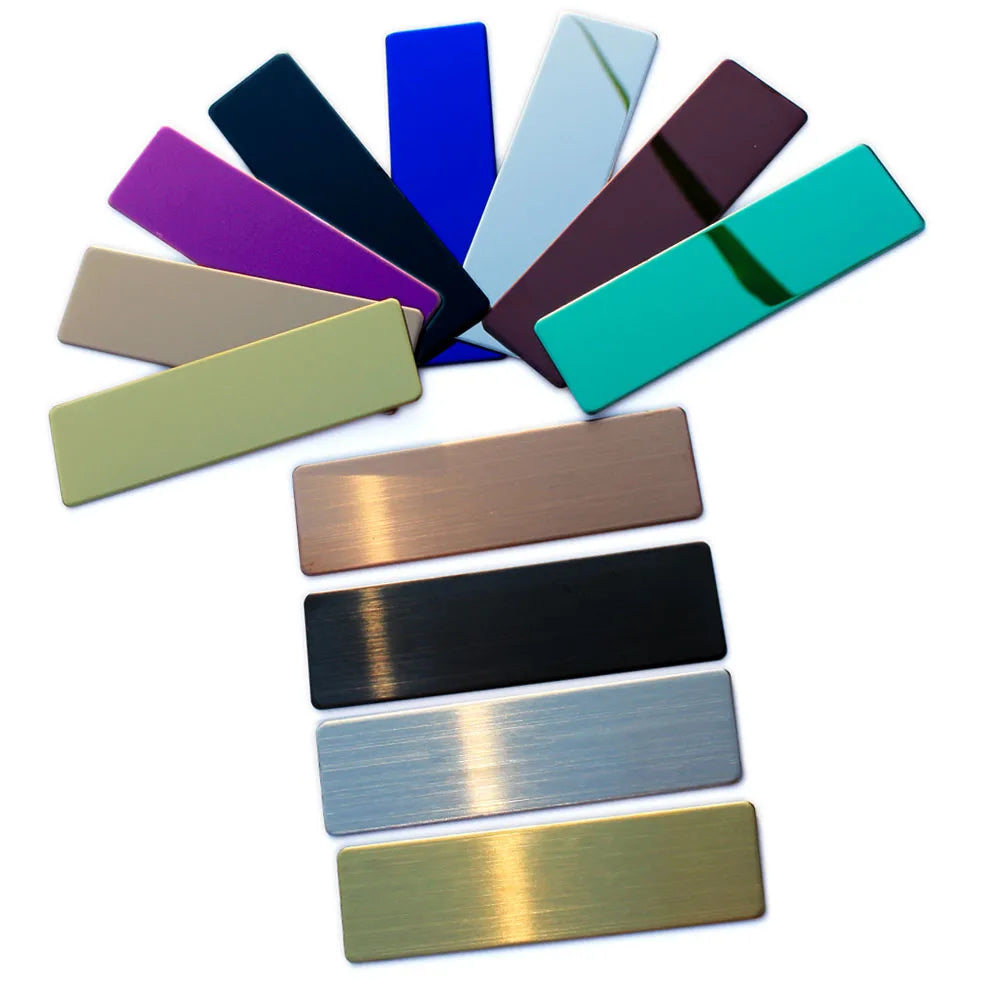 10pcs Laser Engraving Name Badge Holder Round Corner Gold Color Stainless Steel Badge Blank Material 70x20mm