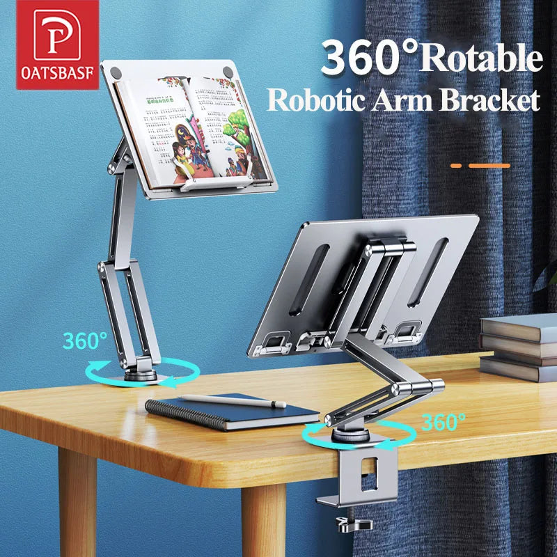 Oatsbasf Laptop Stand Clamp Tablet Hightening Support Holder Book Bracket Desktop Bed Lazy Stand 360°Rotating Hight Adjustable